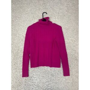 VTG Chadwicks 100% Cashmere Sweater Womens Medium Pink Cable Knit Cozy